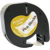 Prestige Cartridge™ Compatible Black on Pink Blocks Plastic Tape (12mm x 4m) for Dymo LetraTag LT110T, LT100H, LT100T, QX50, XR, XM, 2000, Plus - Prestige Cartridge