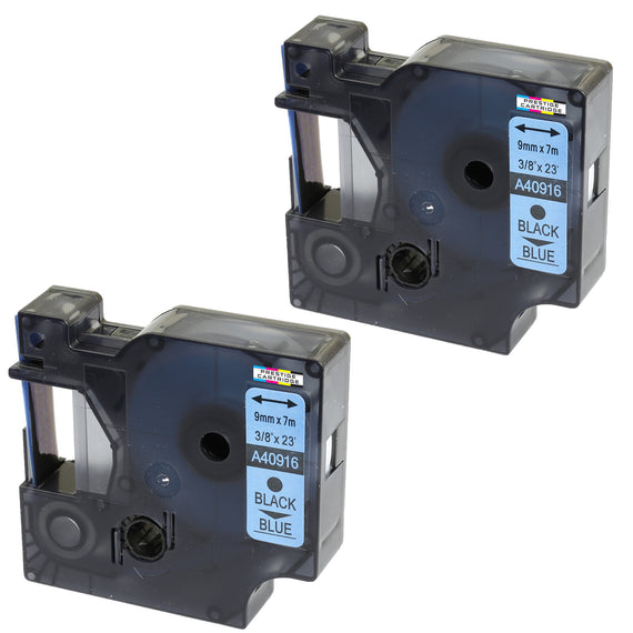 Prestige Cartridge™ Compatible D1 40916 Black on Blue Tapes (9mm x 7m) for Electronic Labelmakers - Prestige Cartridge