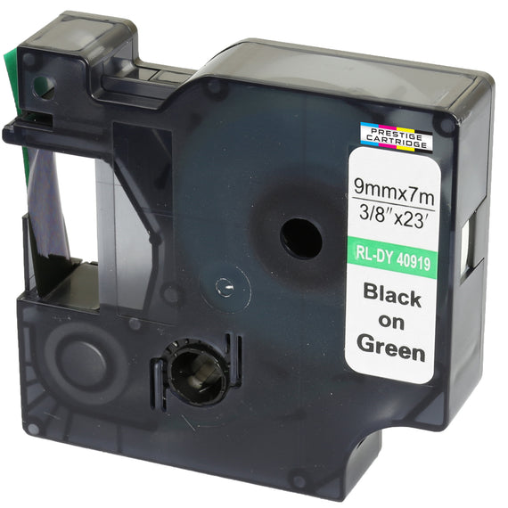 Prestige Cartridge™ Compatible D1 40919 Black on Green Tapes (9mm x 7m) for Electronic Labelmakers - Prestige Cartridge