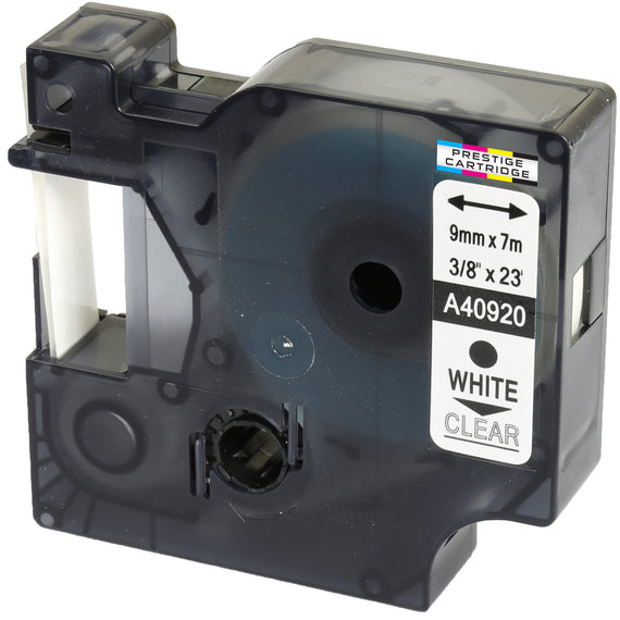 Prestige Cartridge™ Compatible D1 40920 White on Clear Tapes (9mm x 7m) for Electronic Labelmakers - Prestige Cartridge