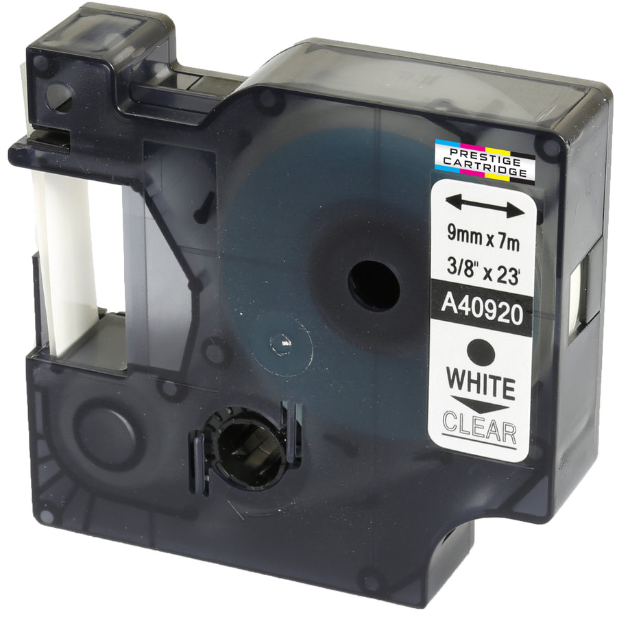 Prestige Cartridge™ Compatible D1 40920 White on Clear Tapes (9mm x 7m) for Electronic Labelmakers - Prestige Cartridge
