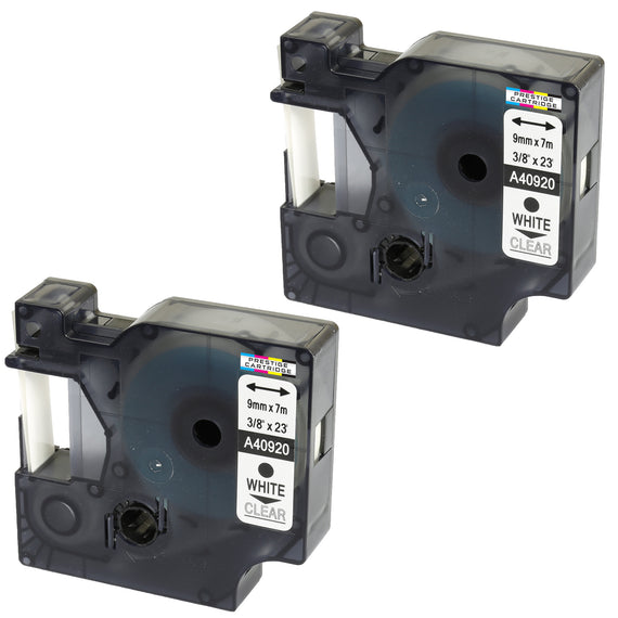 Prestige Cartridge™ Compatible D1 40920 White on Clear Tapes (9mm x 7m) for Electronic Labelmakers - Prestige Cartridge