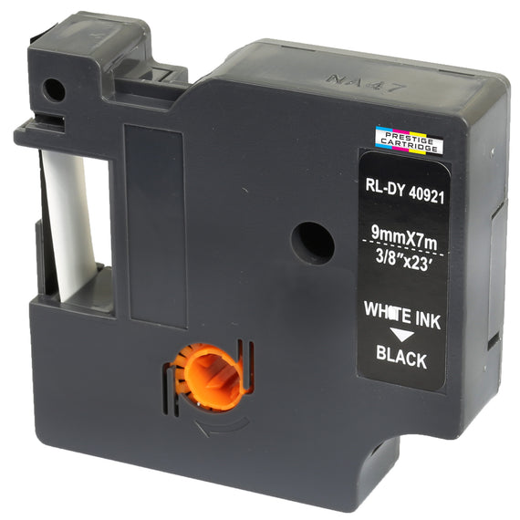 Prestige Cartridge™ Compatible D1 40921 White on Black Tapes (9mm x 7m) for Electronic Labelmakers - Prestige Cartridge
