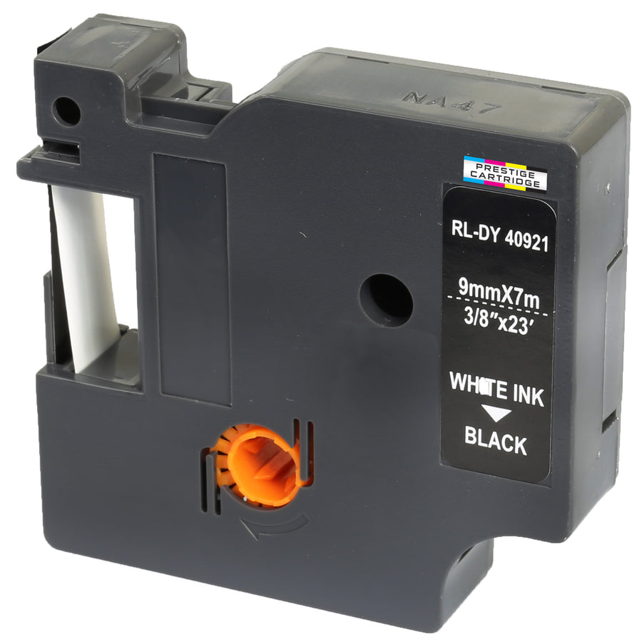 Prestige Cartridge™ Compatible D1 40921 White on Black Tapes (9mm x 7m) for Electronic Labelmakers - Prestige Cartridge