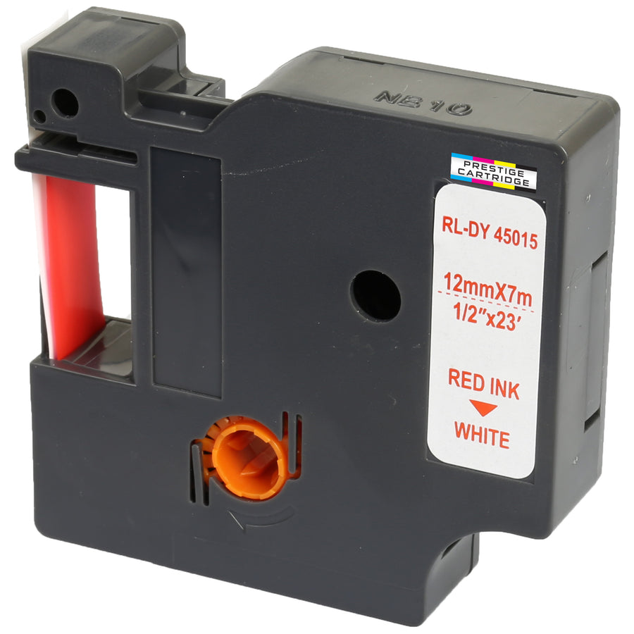 Prestige Cartridge™ Compatible D1 45015 Red on White Tapes (12mm x 7m) for Electronic Labelmakers - Prestige Cartridge