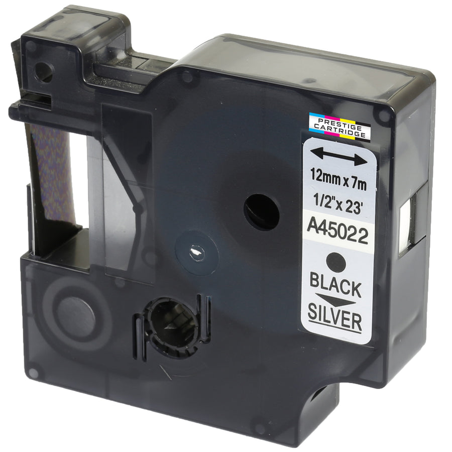 Prestige Cartridge™ Compatible D1 45022 Black on Silver Tapes (12mm x 7m) for Electronic Labelmakers - Prestige Cartridge
