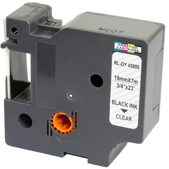 Prestige Cartridge™ Compatible D1 45800 Black on Clear Tapes (19mm x 7m) for Electronic Labelmakers - Prestige Cartridge