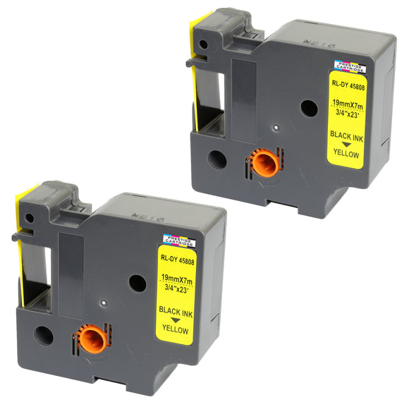 Prestige Cartridge™ Compatible D1 45808 Black on Yellow Tapes (19mm x 7m) for Electronic Labelmakers - Prestige Cartridge