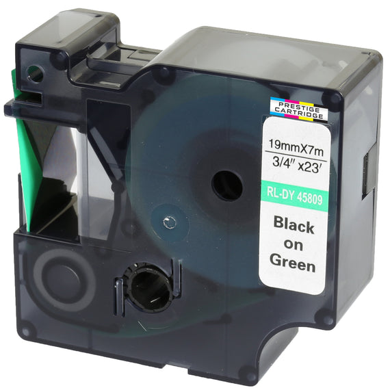 Prestige Cartridge™ Compatible D1 45809 Black on Green Tapes (19mm x 7m) for Electronic Labelmakers - Prestige Cartridge