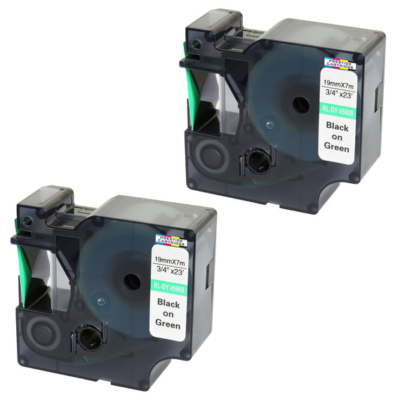 Prestige Cartridge™ Compatible D1 45809 Black on Green Tapes (19mm x 7m) for Electronic Labelmakers - Prestige Cartridge