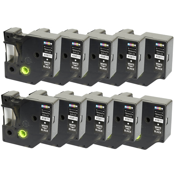 Prestige Cartridge™ Compatible D1 45811 White on Black Tapes (19mm x 7m) for Electronic Labelmakers - Prestige Cartridge