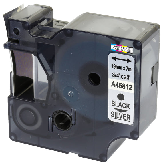 Prestige Cartridge™ Compatible D1 45812 Black on Silver Tapes (19mm x 7m) for Electronic Labelmakers - Prestige Cartridge