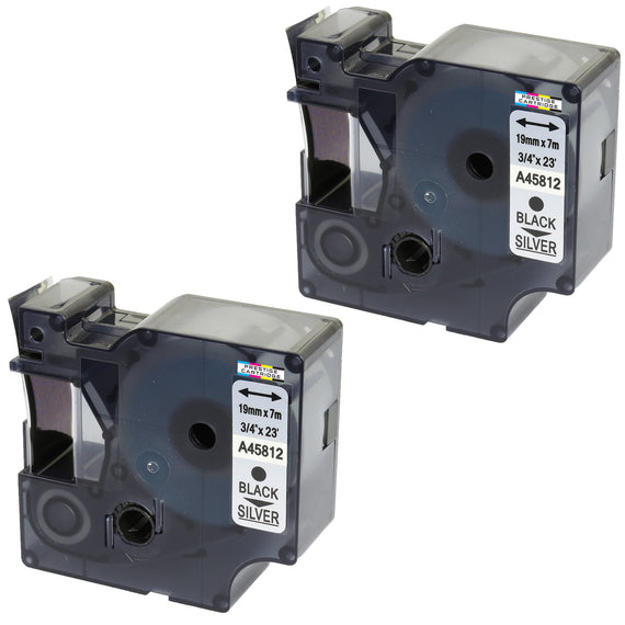 Prestige Cartridge™ Compatible D1 45812 Black on Silver Tapes (19mm x 7m) for Electronic Labelmakers - Prestige Cartridge