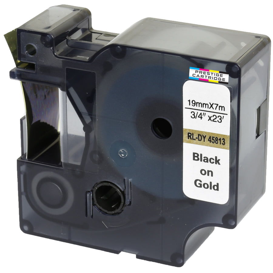 Prestige Cartridge™ Compatible D1 45813 Black on Gold Tapes (19mm x 7m) for Electronic Labelmakers - Prestige Cartridge