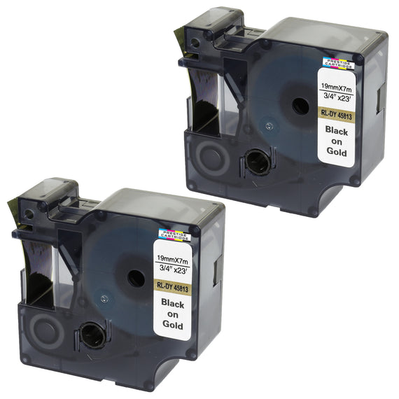 Prestige Cartridge™ Compatible D1 45813 Black on Gold Tapes (19mm x 7m) for Electronic Labelmakers - Prestige Cartridge