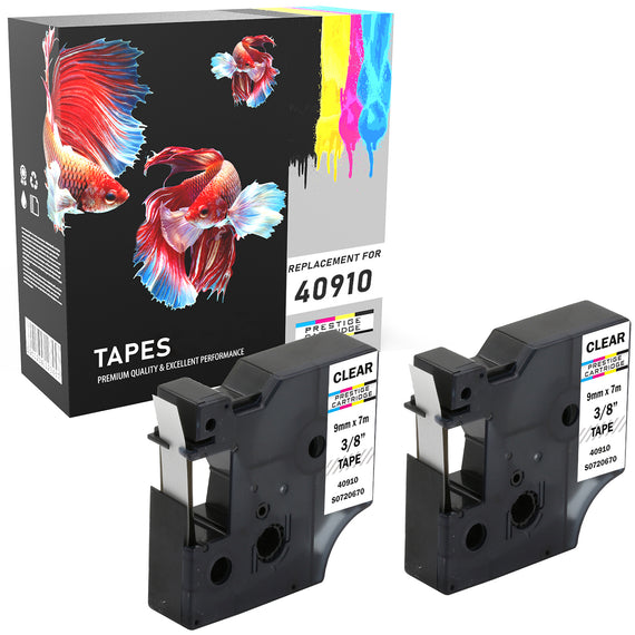 Prestige Cartridge™ Compatible D1 40910 Black on Clear Tapes (9mm x 7m) for Electronic Labelmakers - Prestige Cartridge
