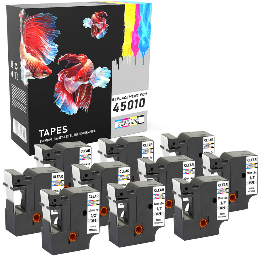 Prestige Cartridge™ Compatible D1 45010 Black on Clear Tapes