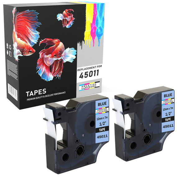 Prestige Cartridge™ Compatible D1 45011 Blue on Clear Tapes (12mm x 7m) for Label Makers - Prestige Cartridge
