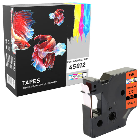 Prestige Cartridge™ Compatible D1 45012 Red on Clear Label Tapes (12mm x 7m) - Prestige Cartridge