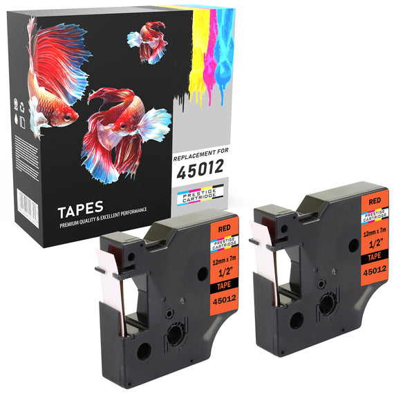 Prestige Cartridge™ Compatible D1 45012 Red on Clear Label Tapes (12mm x 7m) - Prestige Cartridge