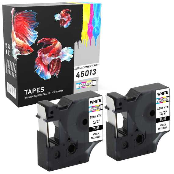 Prestige Cartridge™ Compatible D1 45013 Black on White Tapes (12mm x 7m) for Electronic Labelmakers - Prestige Cartridge