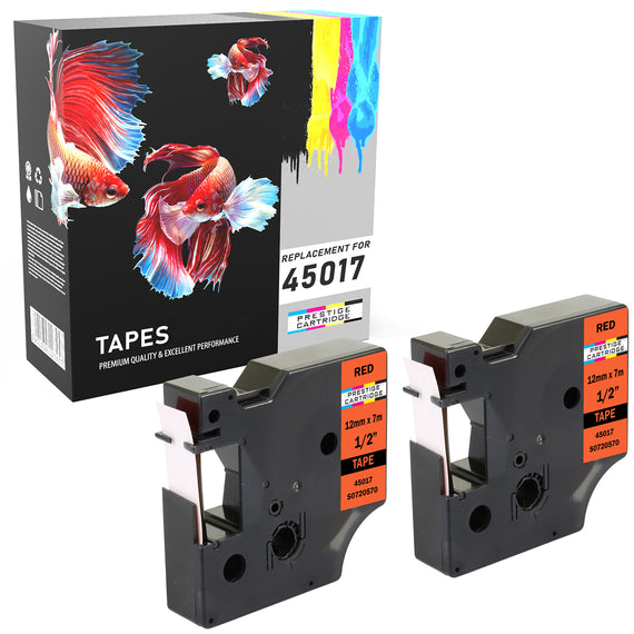 Prestige Cartridge™ Compatible D1 45017 Black on Red Tapes (12mm x 7m) for Electronic Labelmakers - Prestige Cartridge