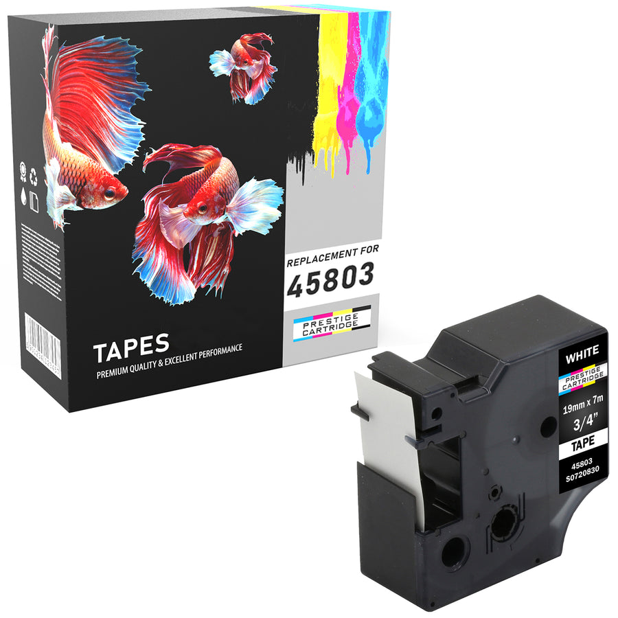 Prestige Cartridge™ Compatible D1 45803 Black on White Tapes (19mm x 7m) for Electronic Labelmakers - Prestige Cartridge