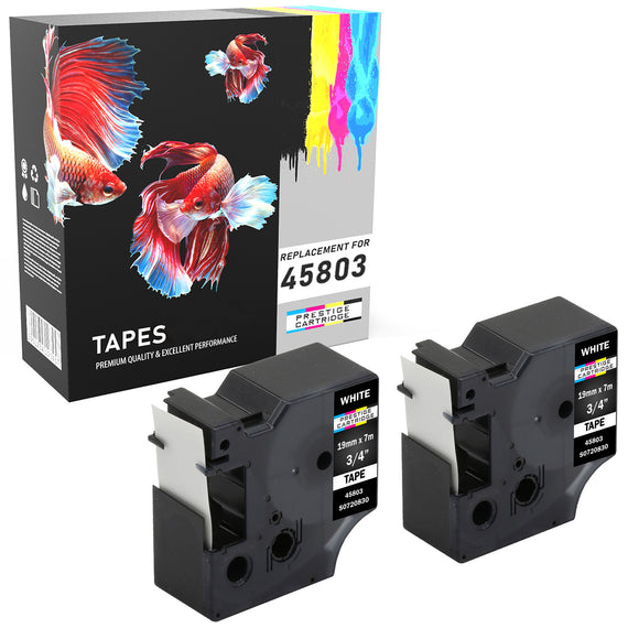Prestige Cartridge™ Compatible D1 45803 Black on White Tapes (19mm x 7m) for Electronic Labelmakers - Prestige Cartridge