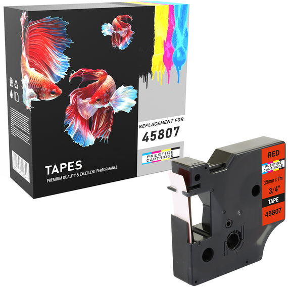 Prestige Cartridge™ Compatible D1 45807 Black on Red Tapes (19mm x 7m) for Electronic Labelmakers - Prestige Cartridge