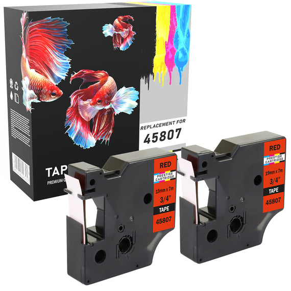 Prestige Cartridge™ Compatible D1 45807 Black on Red Tapes (19mm x 7m) for Electronic Labelmakers - Prestige Cartridge