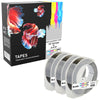Prestige Cartridge™ White on Black Red Blue Green Yellow Clear Silver Embossing Tapes (9mm x 3m) compatible with Dymo S0717930 Omega Home & S0717900 Junior Embossers - Prestige Cartridge