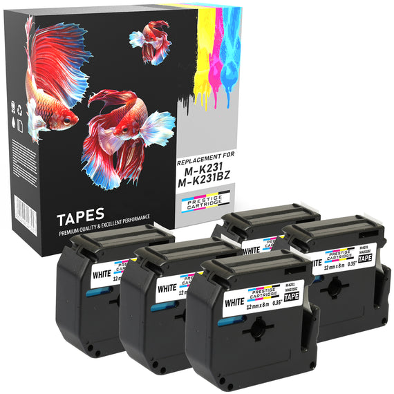 Prestige Cartridge™ Compatible MK231 Black on White Tapes Cartridge (12mm x 8m) for Brother P-Touch Label Printers - Prestige Cartridge