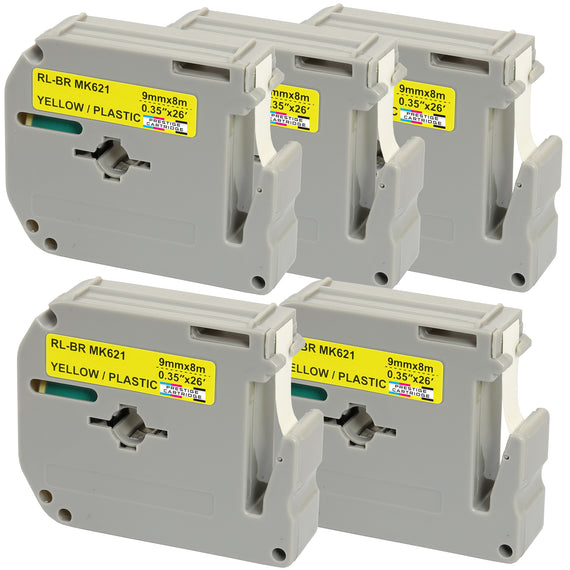 Prestige Cartridge™ Compatible MK621 Black on Yellow Tapes Cartridge (9mm x 8m) for Brother P-Touch Label Printers - Prestige Cartridge