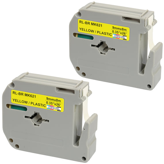 Prestige Cartridge™ Compatible MK621 Black on Yellow Tapes Cartridge (9mm x 8m) for Brother P-Touch Label Printers - Prestige Cartridge