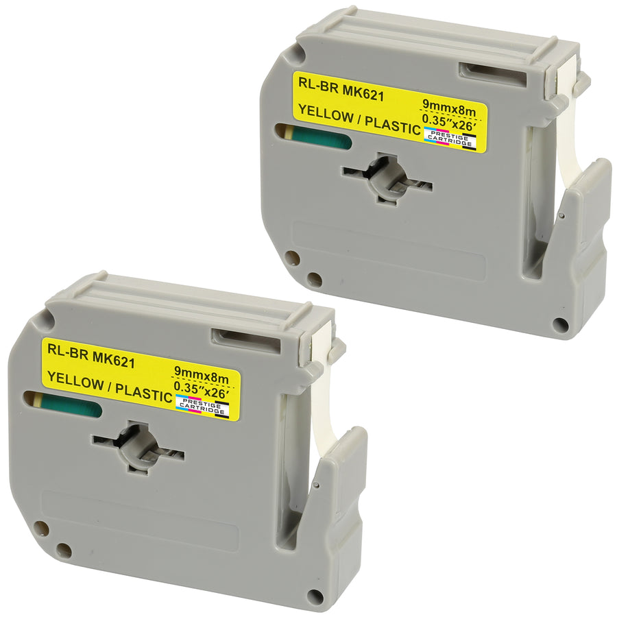 Prestige Cartridge™ Compatible MK621 Black on Yellow Tapes Cartridge (9mm x 8m) for Brother P-Touch Label Printers - Prestige Cartridge