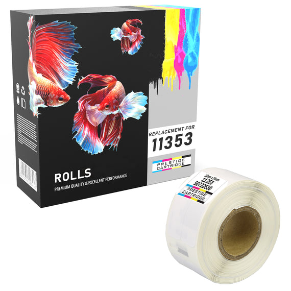 Prestige Cartridge™ Compatible 11353 Address Labels Rolls (1000 Labels per Roll) for Dymo LabelWriter & Seiko Smart Label Printers (12mm x 24mm) - Prestige Cartridge