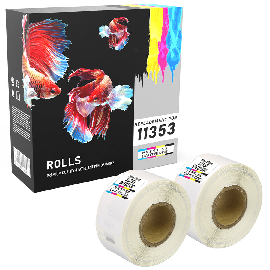 Prestige Cartridge™ Compatible 11353 Address Labels Rolls (1000 Labels per Roll) for Dymo LabelWriter & Seiko Smart Label Printers (12mm x 24mm) - Prestige Cartridge