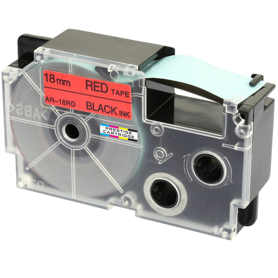Prestige Cartridge™ Compatible Ribbon Casio XR-18RD XR-18RD1 Black on Red Label Tapes (18mm x 8m) for Casio Label Printing Machines - Prestige Cartridge