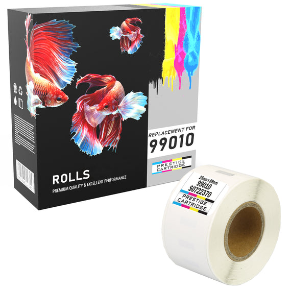 Prestige Cartridge™ Compatible 99010 White Standard Address Labels Rolls (130 Labels per Roll) for Dymo LabelWriter & Seiko Smart Label Printers (28mm x 89mm) - Prestige Cartridge