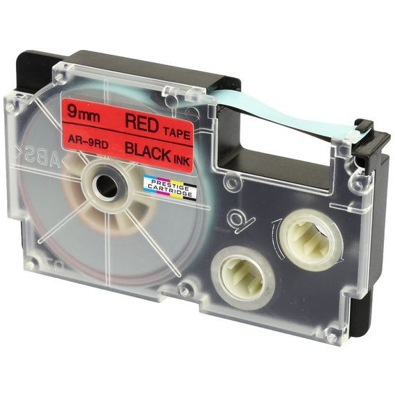 Prestige Cartridge™ Compatible Ribbon Casio XR-9RD XR-9RD1 Black on Red Label Tapes (9mm x 8m) for Casio Label Printing Machines - Prestige Cartridge