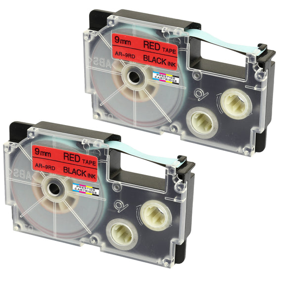 Prestige Cartridge™ Compatible Ribbon Casio XR-9RD XR-9RD1 Black on Red Label Tapes (9mm x 8m) for Casio Label Printing Machines - Prestige Cartridge