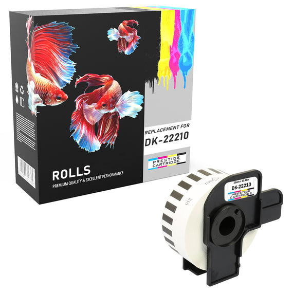 Prestige Cartridge™ Compatible DK22210 Continuous White Standard Address Labels for Brother QL-500, QL-550, QL-560, QL-570, QL-580N, QL-650TD, QL-700, QL-720NW, QL-1050, QL-1060N Label Printers (29mm x 30.48m) - Prestige Cartridge