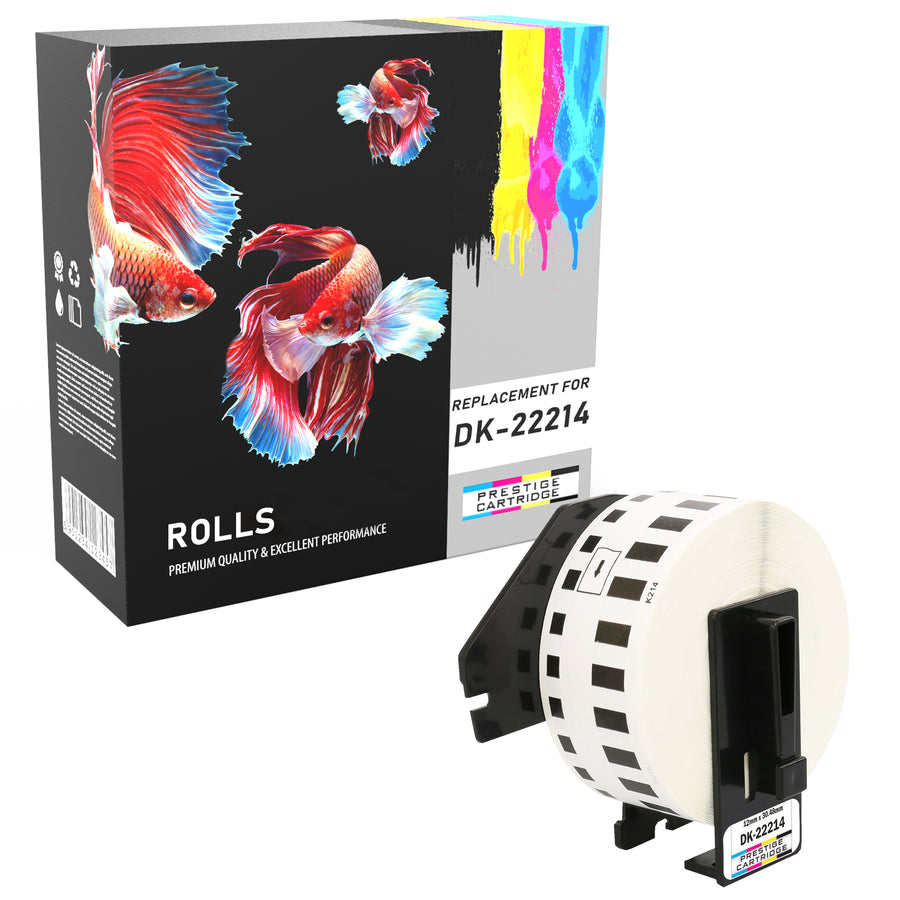 Prestige Cartridge™ Compatible DK22214 Continuous White Standard Address Labels for Brother QL-500, QL-550, QL-560, QL-570, QL-580N, QL-650TD, QL-700, QL-720NW, QL-1050, QL-1060N Label Printers (12mm x 30.48m) - Prestige Cartridge