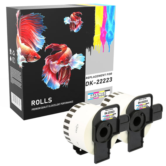 Prestige Cartridge™ Compatible DK22223 Continuous White Standard Address Labels for Brother QL-500, QL-550, QL-560, QL-570, QL-580N, QL-650TD, QL-700, QL-720NW, QL-1050, QL-1060N Label Printers (50mm x 30.48m) - Prestige Cartridge