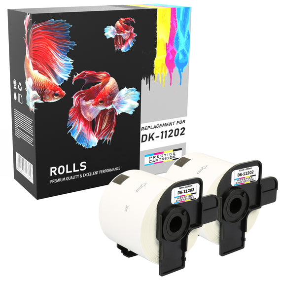 Prestige Cartridge™ Compatible DK11202 White Standard Address Labels (300 Labels per Roll) for Brother QL-500, QL-550, QL-560, QL-570, QL-580N, QL-650TD, QL-700, QL-720NW, QL-1050, QL-1060N Label Printers (62mm x 100mm) - Prestige Cartridge