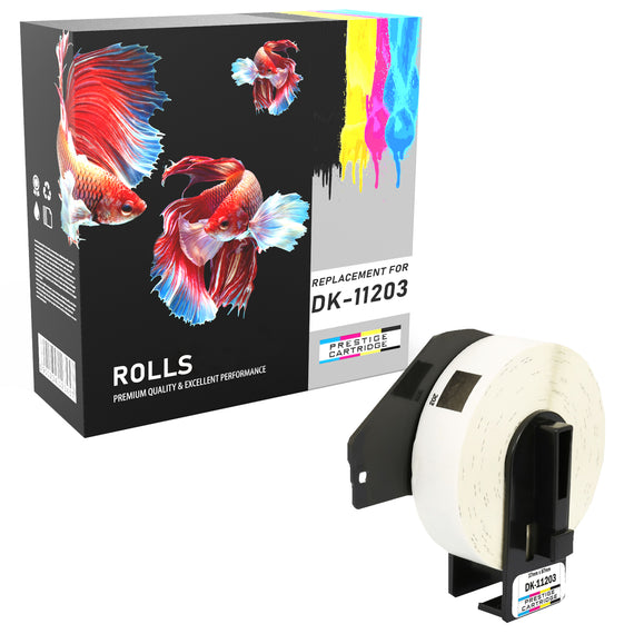 Prestige Cartridge™ Compatible DK11203 File Folder Labels (300 Labels per Roll) for Brother QL-500, QL-550, QL-560, QL-570, QL-580N, QL-650TD, QL-700, QL-720NW, QL-1050, QL-1060N Label Printers (17mm x 87mm) - Prestige Cartridge