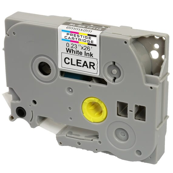 Prestige Cartridge™ Compatible TZ-115/TZe-115 White on Clear Label Tapes (6mm x 8m) for Brother P-Touch Label Printing Machines - Prestige Cartridge