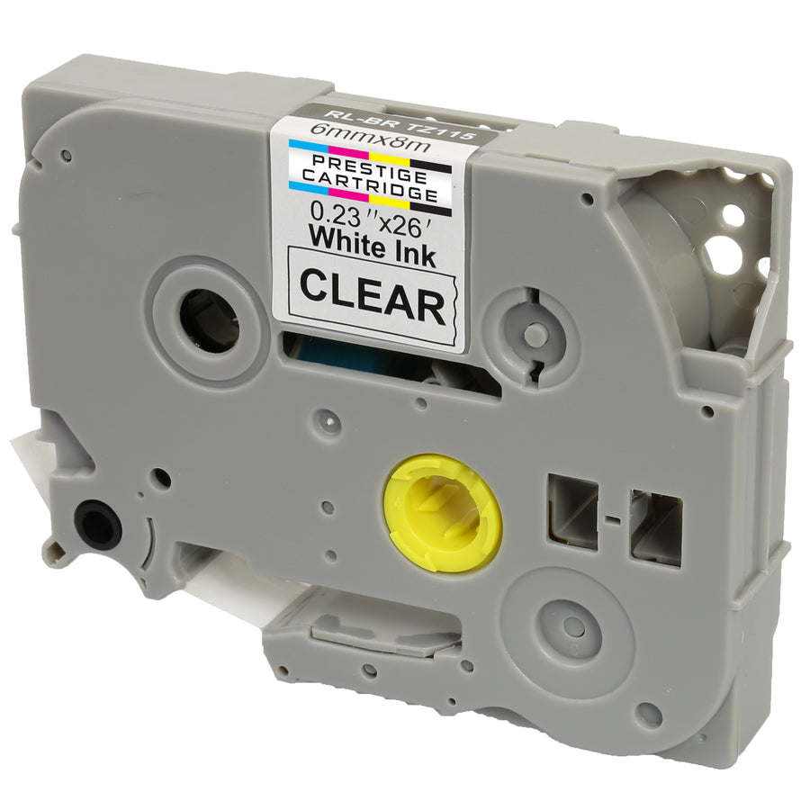 Prestige Cartridge™ Compatible TZ-115/TZe-115 White on Clear Label Tapes (6mm x 8m) for Brother P-Touch Label Printing Machines - Prestige Cartridge
