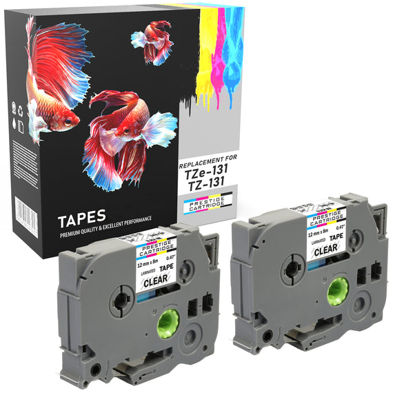 Prestige Cartridge™ Compatible TZ131 Black on Clear Label Tapes (12mm x 8m) for Brother P-Touch Serial Label Printing Machines - Prestige Cartridge