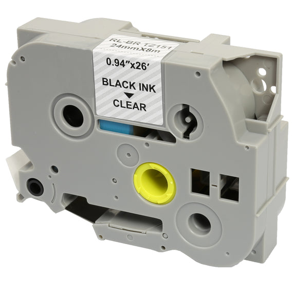 Prestige Cartridge™ Compatible TZ-151/TZe-151 Black on Clear Label Tapes (24mm x 8m) for Brother P-Touch Label Printing Machines - Prestige Cartridge